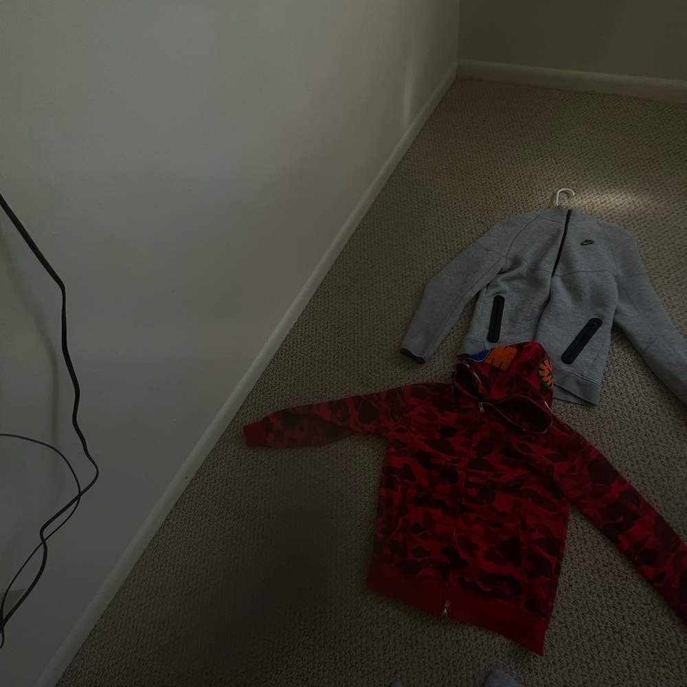 Nike Gray Jacket with Red Bape Hoodie